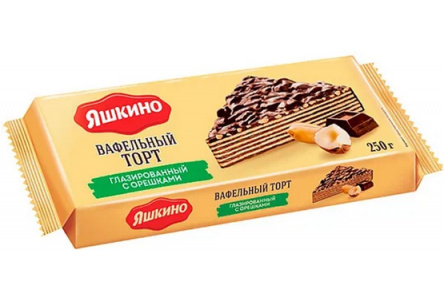 Торт ЯШКИНО 250гр Ореховый в глазури 1/16шт ЯВ426