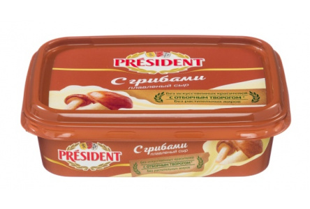 Сыр плавленый PRESIDENT 200гр 45% Грибы ванночка 1/24шт