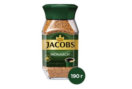 Кофе растворимый JACOBS MONARCH190гр ст/б 1/6шт