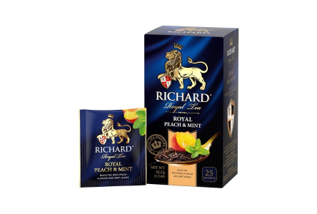 Чай черный в пакетиках RICHARD 25*1,7гр Royal Peach Mint байховый 1/12шт