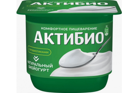 Биойогурт АКТИБИО 130гр 3,5% Натуральный 1/12шт Продукт без заменителя молочного жира