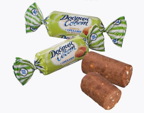 Конфеты ДОБРЫЙ СОВЕТ 150гр С орехами на фруктозе 1/20шт