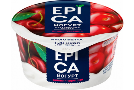 Йогурт EPICA 130гр 4,8% Вишня/черешня 1/12шт Продукт без заменителя молочного жира