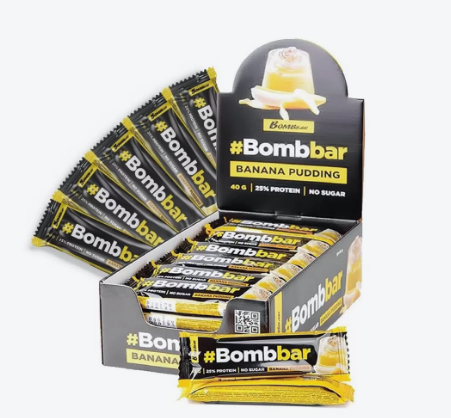 Батончик BOMBBAR 40гр Банановый пудинг глазир 1/30шт