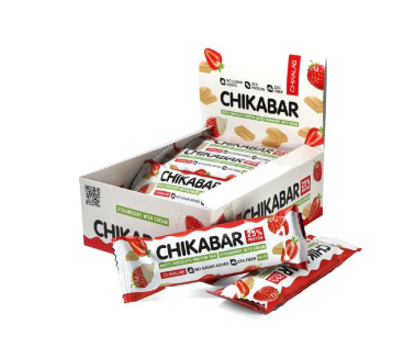 Батончик глазированный CHIKALAB 60гр Клубника со сливками 1/20шт