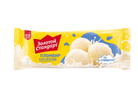 Мороженое ЗОЛОТОЙ СТАНДАРТ 990гр Пломбир классический 1/4шт