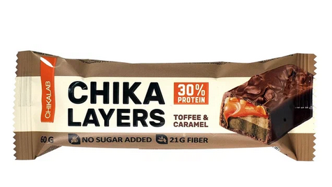 Батончик глазированный CHIKALAB Layers 60гр Соленая карамель и арахис 1/20шт