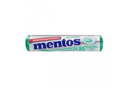 Жевательная  резинка MENTOS 15,5гр Pure white нежная мята 1/24шт