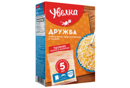 Крупа в пакетах УВЕЛКА 5*80гр Дружба Рис/Пшено 1/6шт