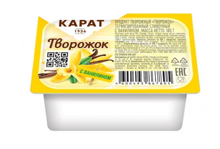 Продукт творожный КАРАТ 100гр 10% Ваниль 1/16шт