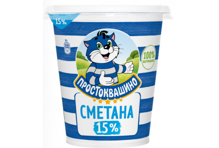 Сметана ПРОСТОКВАШИНО 300гр 15% 1/12шт Продукт без заменителя молочного жира