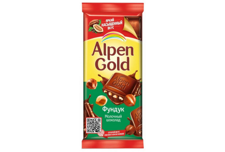 Шоколад ALPEN GOLD 80/85гр Дробленый фундук молочный 1/21шт