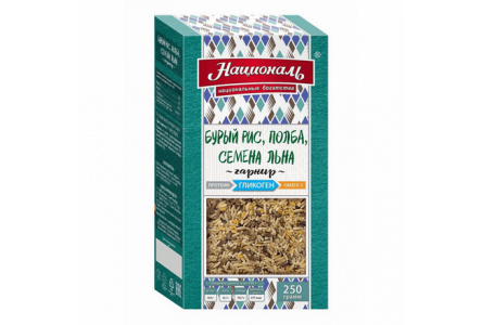 Гарнир НАЦИОНАЛЬ 250гр Гликоген бурый рис/полба/семена льна 1/8шт