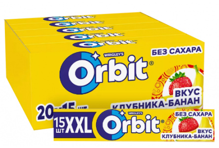 Жевательная резинка ORBIT XXL 20,4гр Клубника/банан 1/30шт