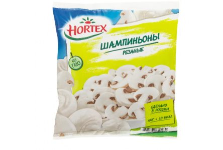 Заморож HORTEX 400гр Шампиньоны резаные 1/10шт