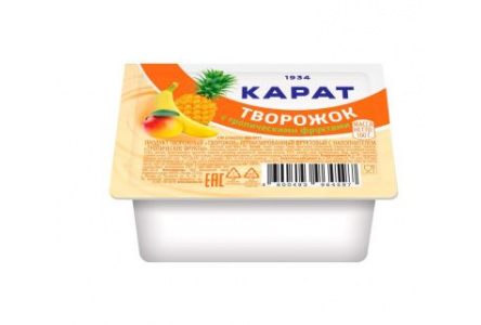 Продукт творожный КАРАТ 230гр 9% Тропические фрукты 1/8шт