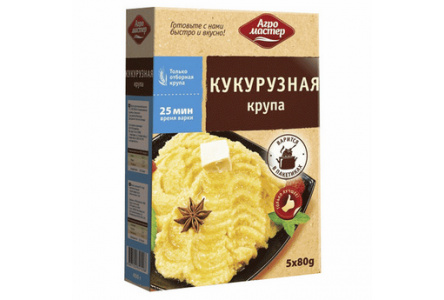 Крупа в пакетах АГРО МАСТЕР 5*80гр Кукурузная ГОСТ 1/6шт