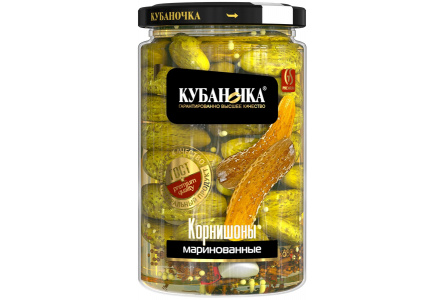 Корнишоны КУБАНОЧКА 680гр Маринованные ст/б 1/8шт