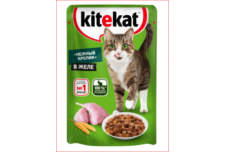 Корм д/кошек KITEKAT 85гр Нежный кролик в желе 1/28шт №10172340