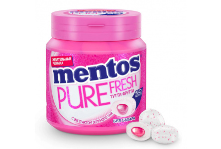 Жевательная  резинка MENTOS 100гр Pure fresh тутти фрутти 1/12шт