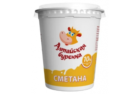 Сметана АЛТАЙСКАЯ БУРЕНКА 350гр 10% 1/22шт Продукт без заменителя молочного жира