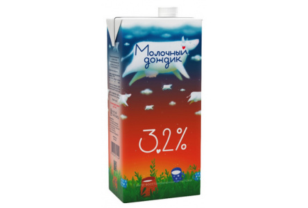 Молоко МОЛОЧНЫЙ ДОЖДИК 1л 3,2% т/п 1/12шт Продукт без заменителя молочного жира