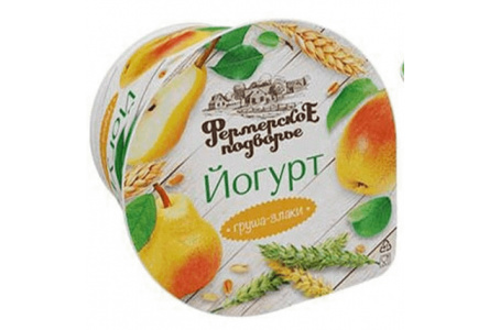 Йогурт ФЕРМЕРСКОЕ ПОДВОРЬЕ 180гр 2,5% Груша/злаки 1/6шт Продукт без заменителя молочного жира