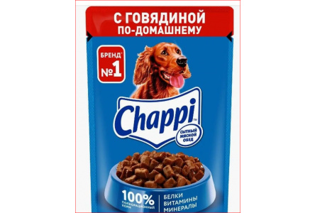 Корм д/собак CHAPPI 85гр говядина по домашнему пауч 1/28шт №10226792