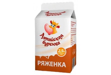 Ряженка АЛТАЙСКАЯ БУРЕНКА 300мл 2,5% 1/12шт ПЭТ Продукт без заменителя молочного жира