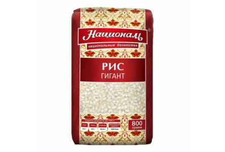 Крупа НАЦИОНАЛЬ 800гр Рис Гигант 1/12шт