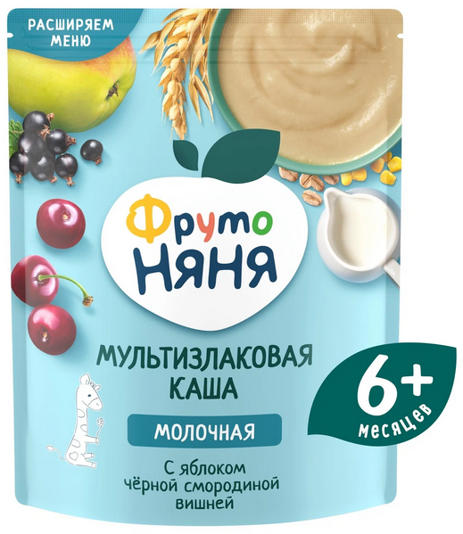 ДП Каша ФРУТОНЯНЯ 200гр Мультизлаковая Яблоко/ч.смородина/вишня молочная  5мес 1/6шт