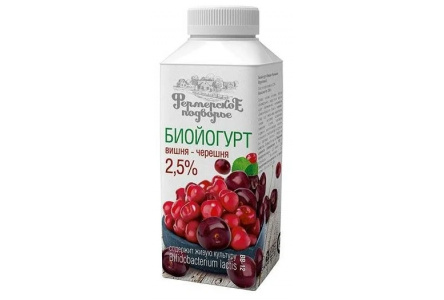 Йогурт ФЕРМЕРСКОЕ ПОДВОРЬЕ 180мл 2,5% Вишня/черешня т/п 1/6шт Продукт без заменителя молочного жира