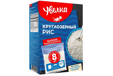 Крупа в пакетах УВЕЛКА 5*80гр Рис круглозерный 1/6шт