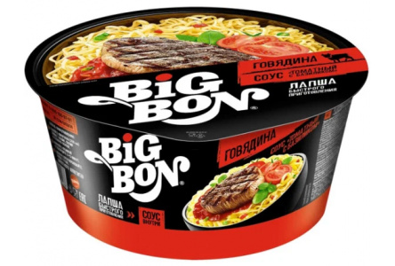 Лапша BIGBON 85гр Говядина и соус томатный с базиликом 1/24шт