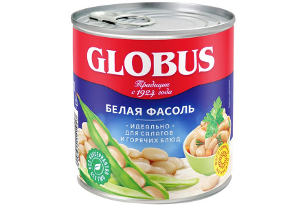 Фасоль GLOBUS 425мл Белая натуральная ж/б 1/12шт