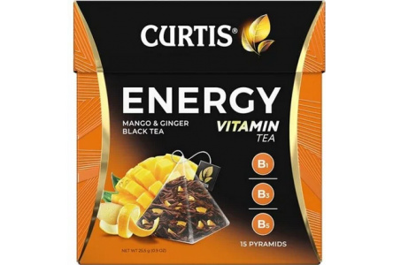 Чай черный в пирамидках CURTIS 15*1,7гр Energy имбирь/манго байховый 1/12шт