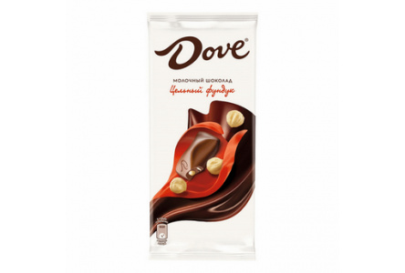 Шоколад DOVE 90гр Молочный цельный фундук 1/16шт