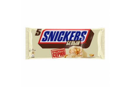 Шоколадный батончик SNICKERS 202,5гр 5*40,5гр Белый 1/28шт