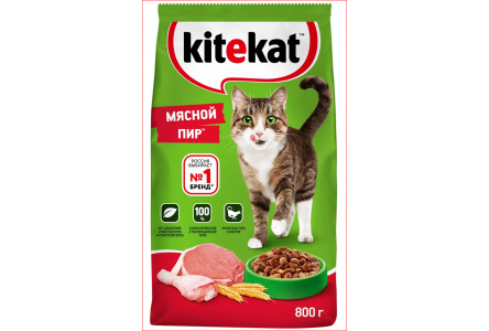 Корм д/кошек KITEKAT 800гр Мясной Пир 1/10шт №10225948