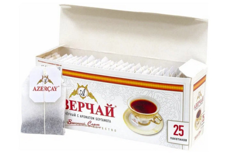 Чай черный в пакетиках АЗЕРЧАЙ 2гр*25пак Бергамот байховый 1/12шт