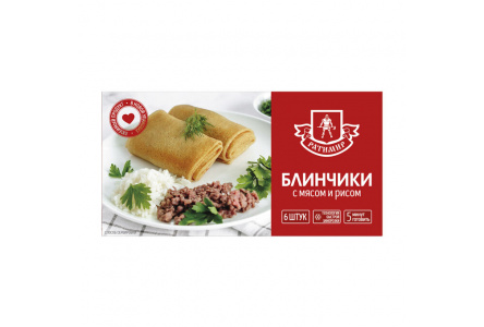 Блинчики РАТИМИР 420гр С мясом и рисом 1/46шт