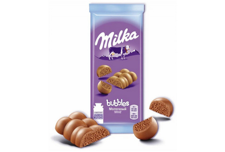 Шоколад MILKA BUBBLES 72гр Молочный пористый 1/16шт