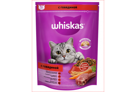 Корм д/кошек WHISKAS 800гр под/паш говядина 1/8шт