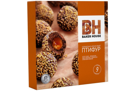 Пирожное-мини BAKER HOUSE 225гр Птифур карамель с арахисом 1/10шт