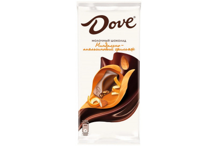 Шоколад  DOVE 90гр Молочный миндаль/апельсин/грильяж 1/16шт