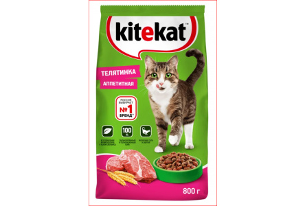 Корм д/кошек KITEKAT 800гр Телятина аппетитная 1/10шт №10132147