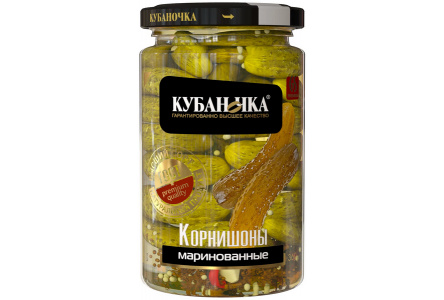 Корнишоны КУБАНОЧКА 360гр Маринованные 1-3см ст/б 1/12шт