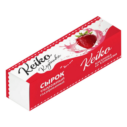 Сырок творожный KEIKO 40гр Клубника глазированный 1/12шт
