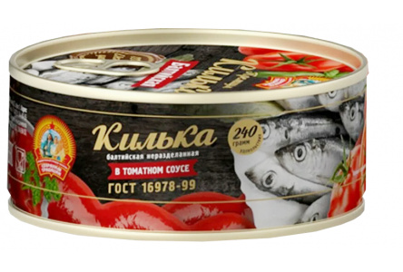 Килька СОХРАНИМ ТРАДИЦИИ 240гр Балтийская Премиум в т/с ж/б ключ 1/24шт
