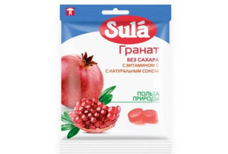 Диет Леденцы SULA 60гр Гранат без сахара 1/20шт